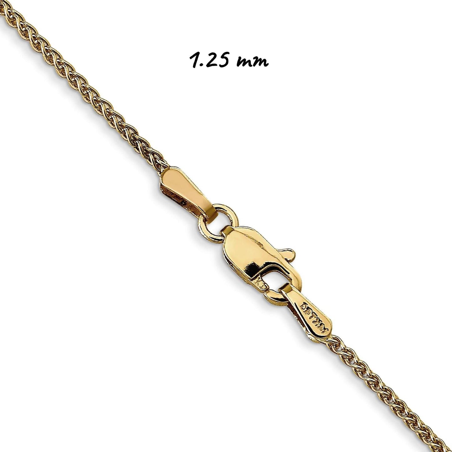 Solid 14K Yellow Gold Spiga Wheat Chain Necklace, 14"-30" Inch, 0.85mm-2.8mm Thick