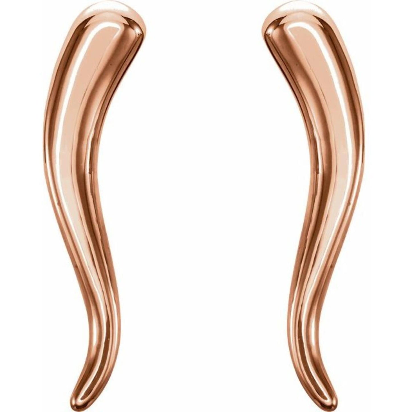 14K Yellow / White / Rose Gold or Platinum Italian Horn Earrings