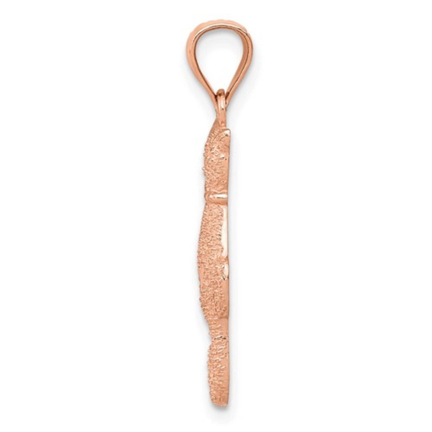 10K / 14K Yellow or Rose Gold Satin & Polished Cats Pendant