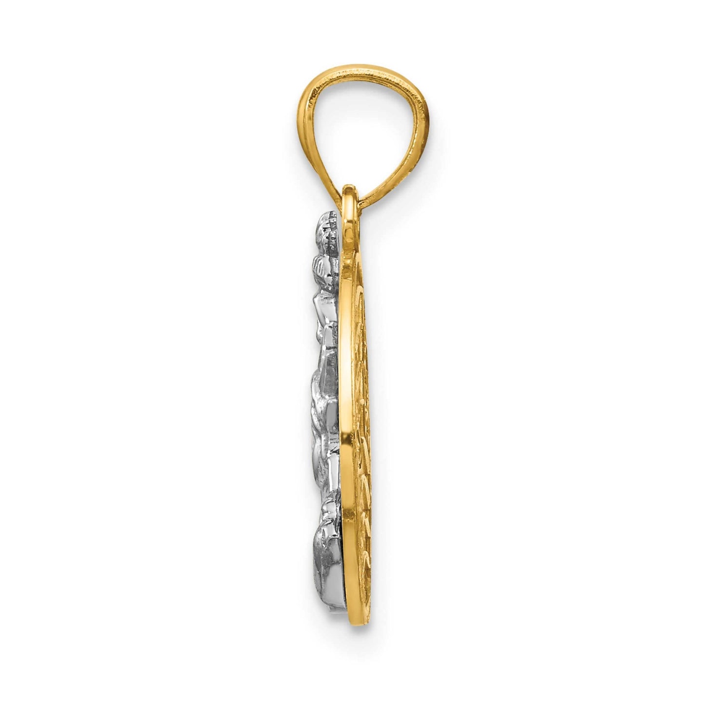 14K Yellow & White Gold Lady Liberty on American Flag Pendant