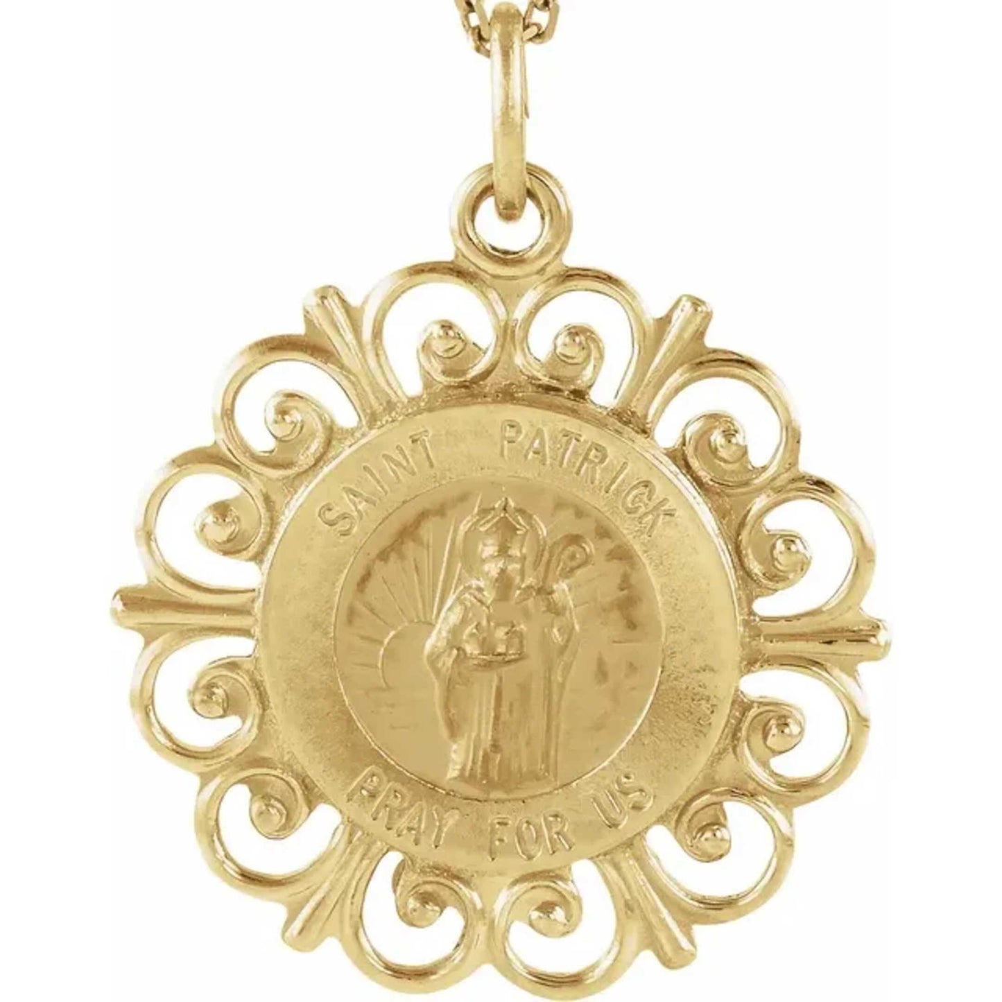 14K Yellow Gold Round St. Patrick Medal
