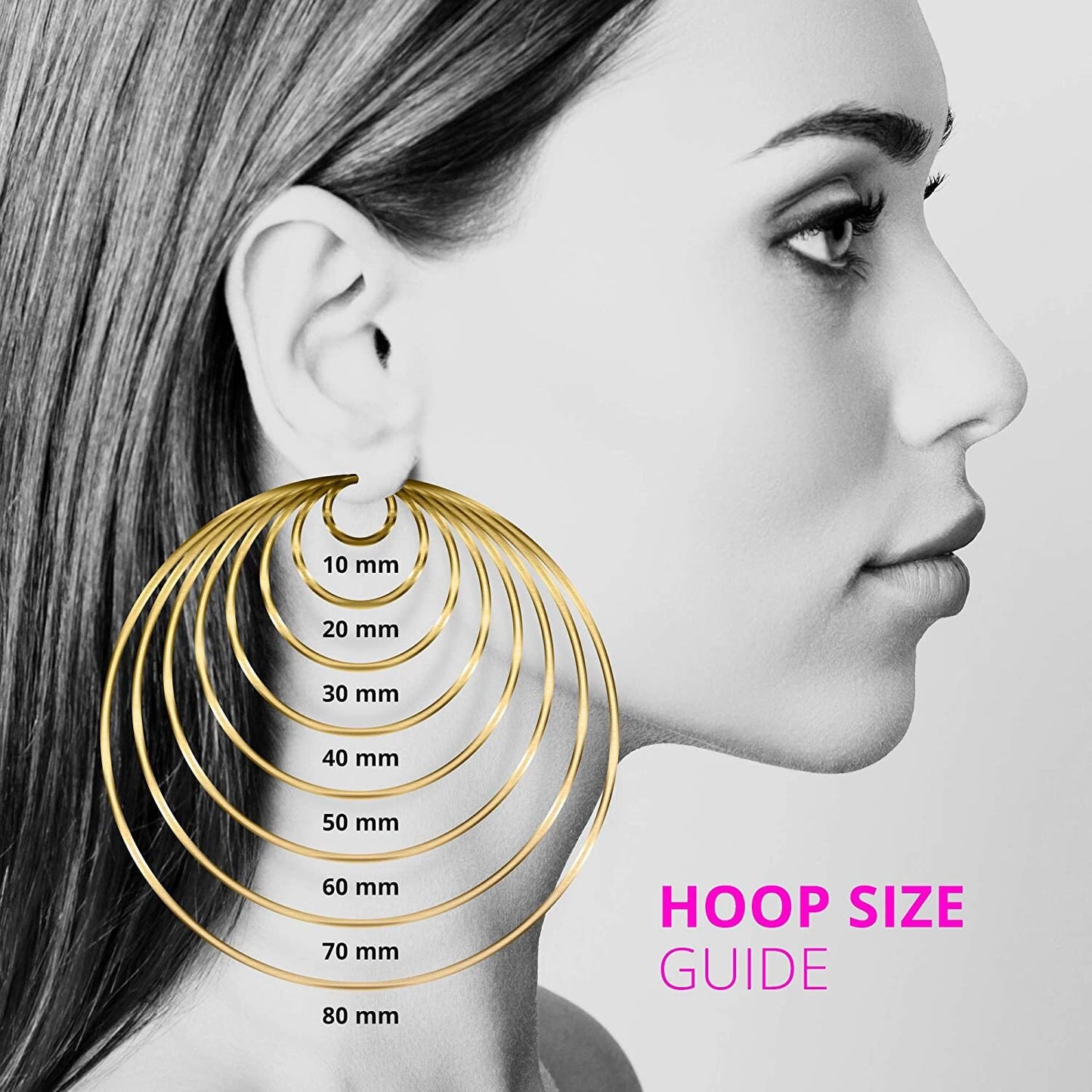14K Yellow Gold Polished Hoop Earrings, 2mm-4mm Thick, 15mm-55mm Diameter