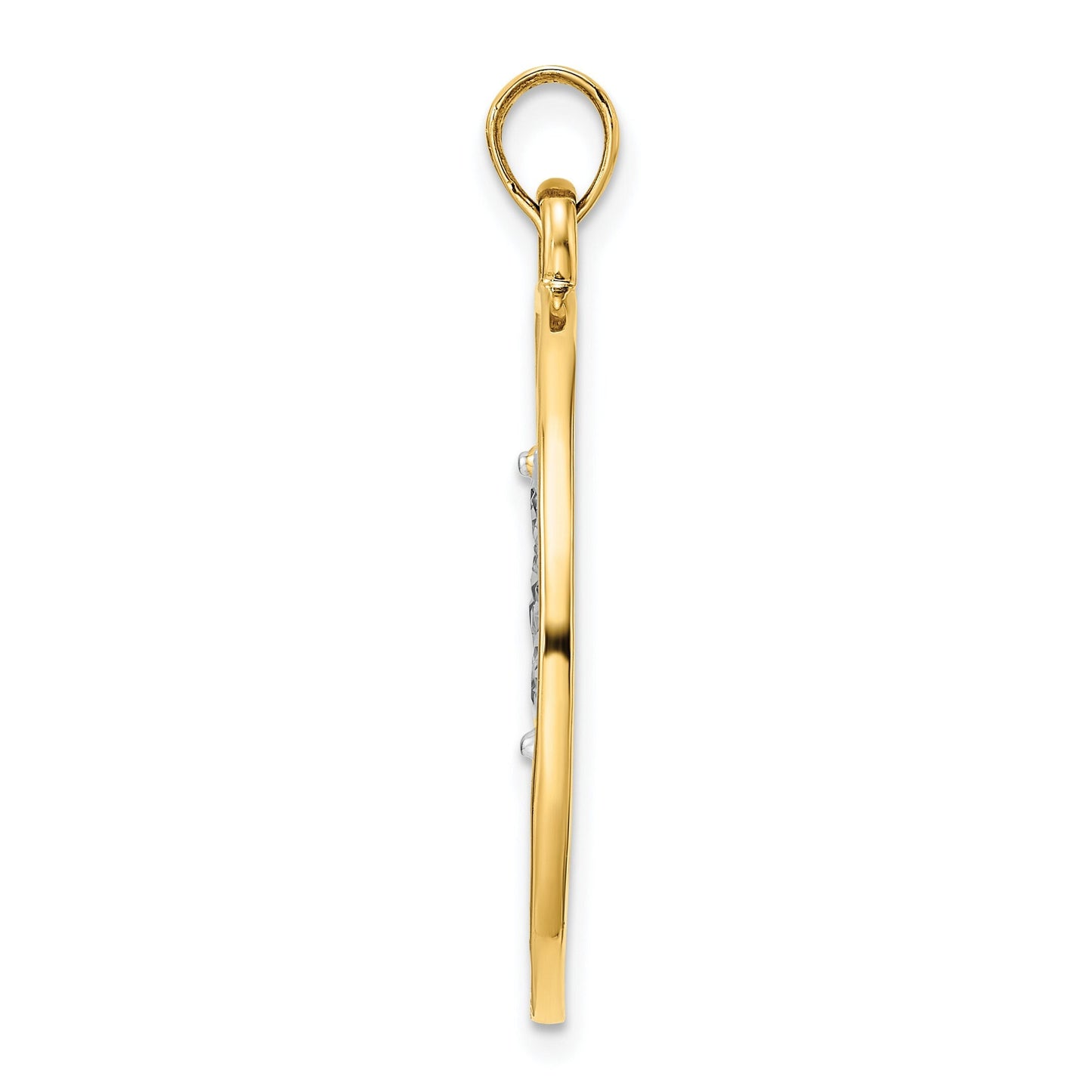 14K Yellow, White, and Rose Gold Diamond Cut Clovers Circle Charm