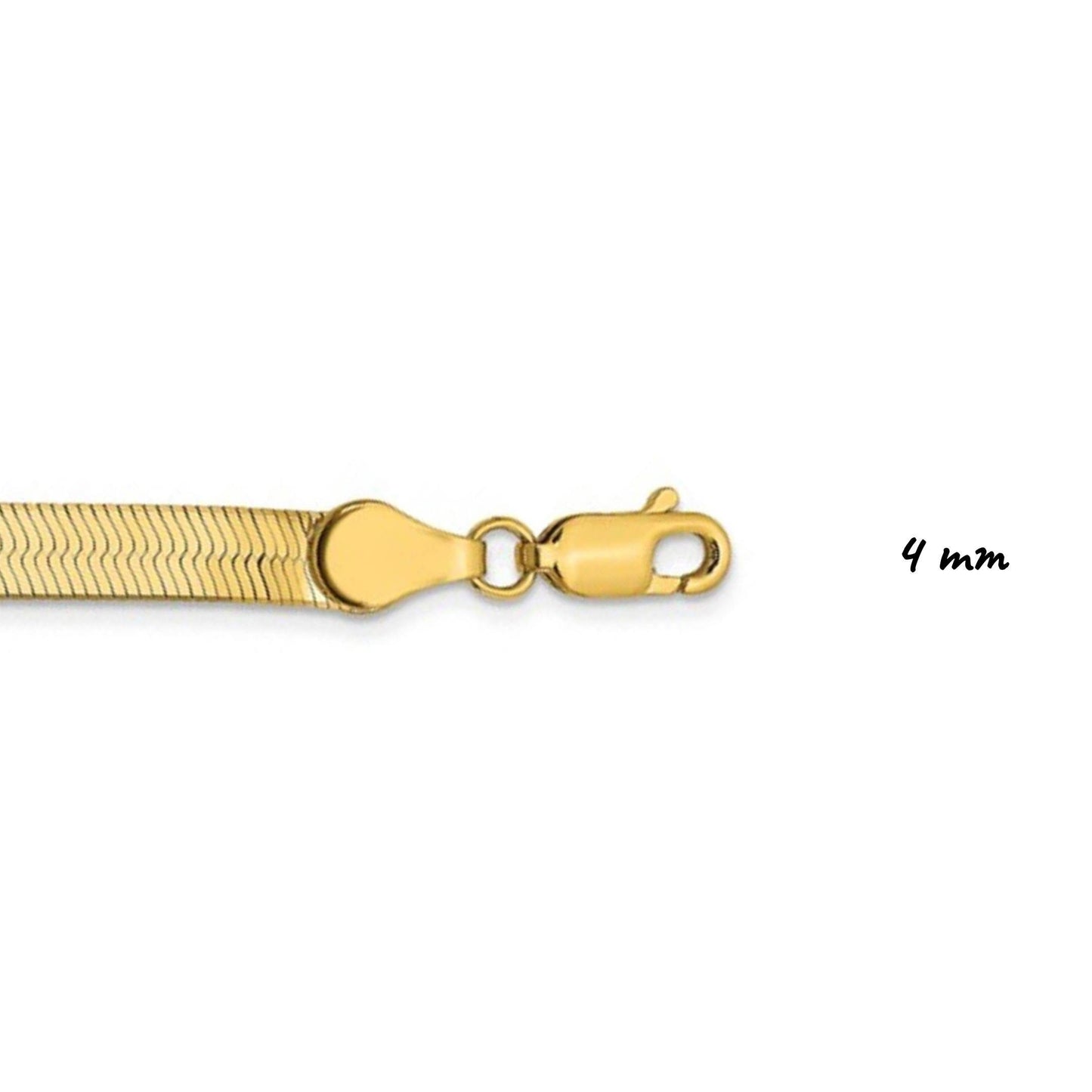 Solid 14K Yellow Gold Herringbone Necklace, 16"-30" Inch, 3.0 mm-10.0 mm Thick