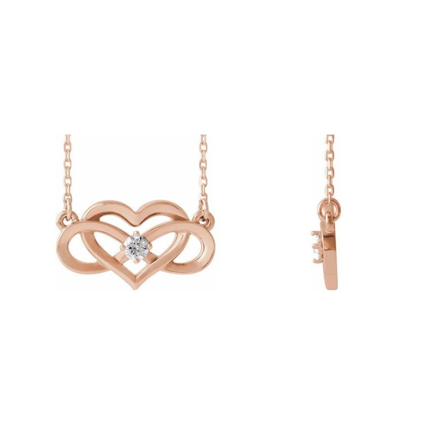 14K Yellow / White / Rose Gold or Platinum and Diamond Infinity-Inspired Heart Necklace