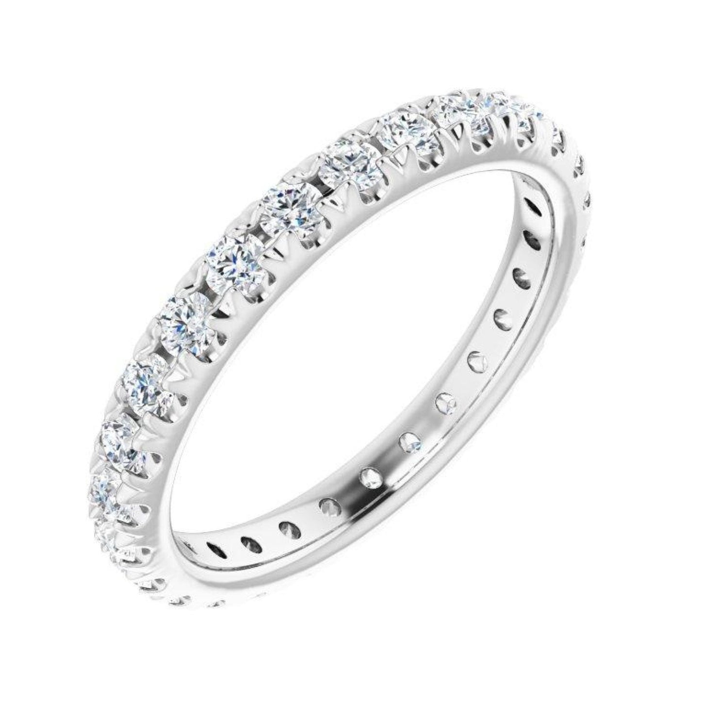 14K Yellow / White / Rose Gold or Platinum French Set Diamond Eternity Band