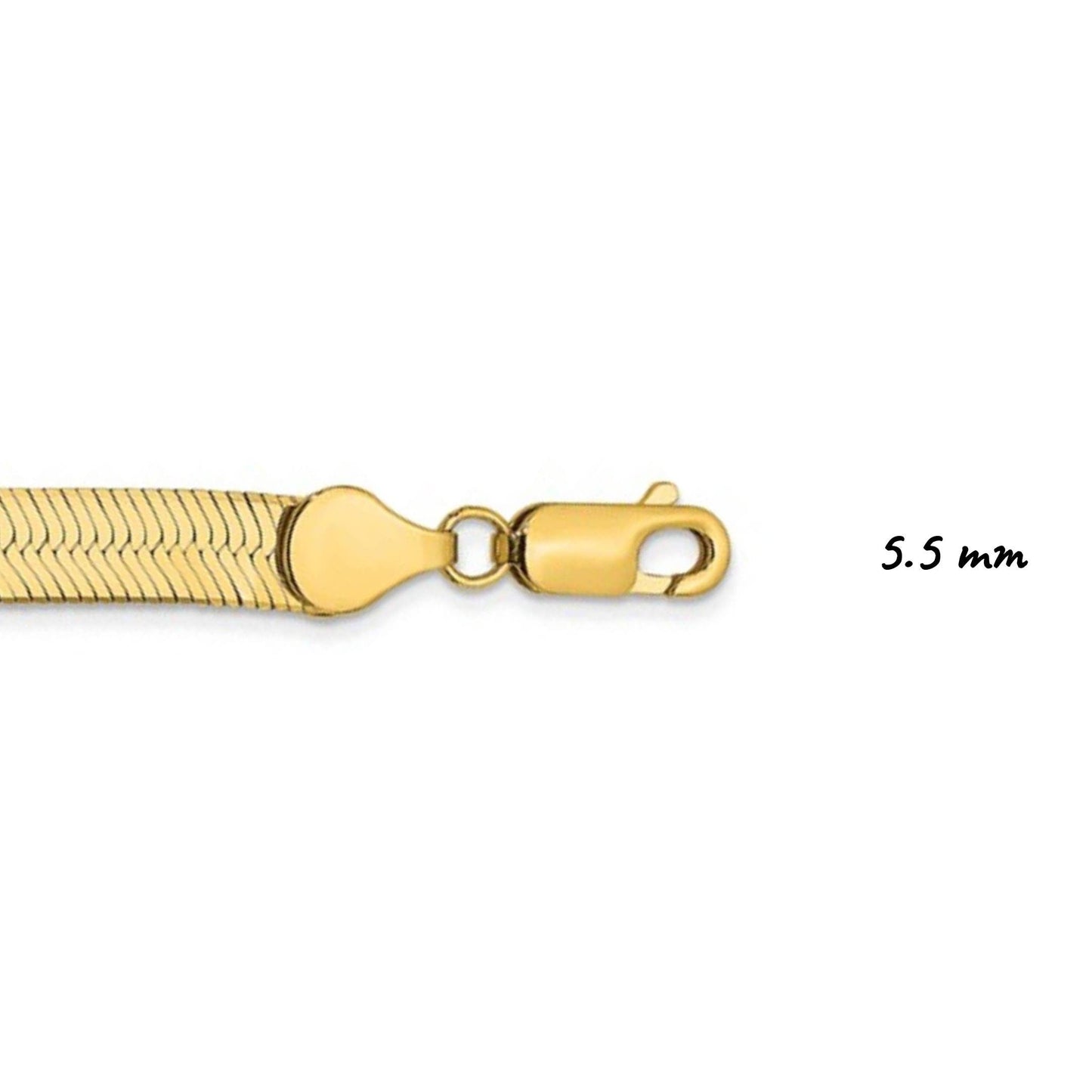 Solid 14K Yellow Gold Herringbone Necklace, 16"-30" Inch, 3.0 mm-10.0 mm Thick