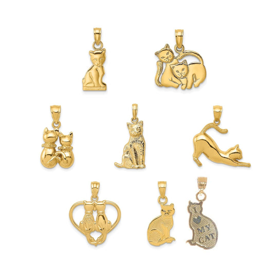 10K or 14K Yellow Gold Kitten and Cat Charms