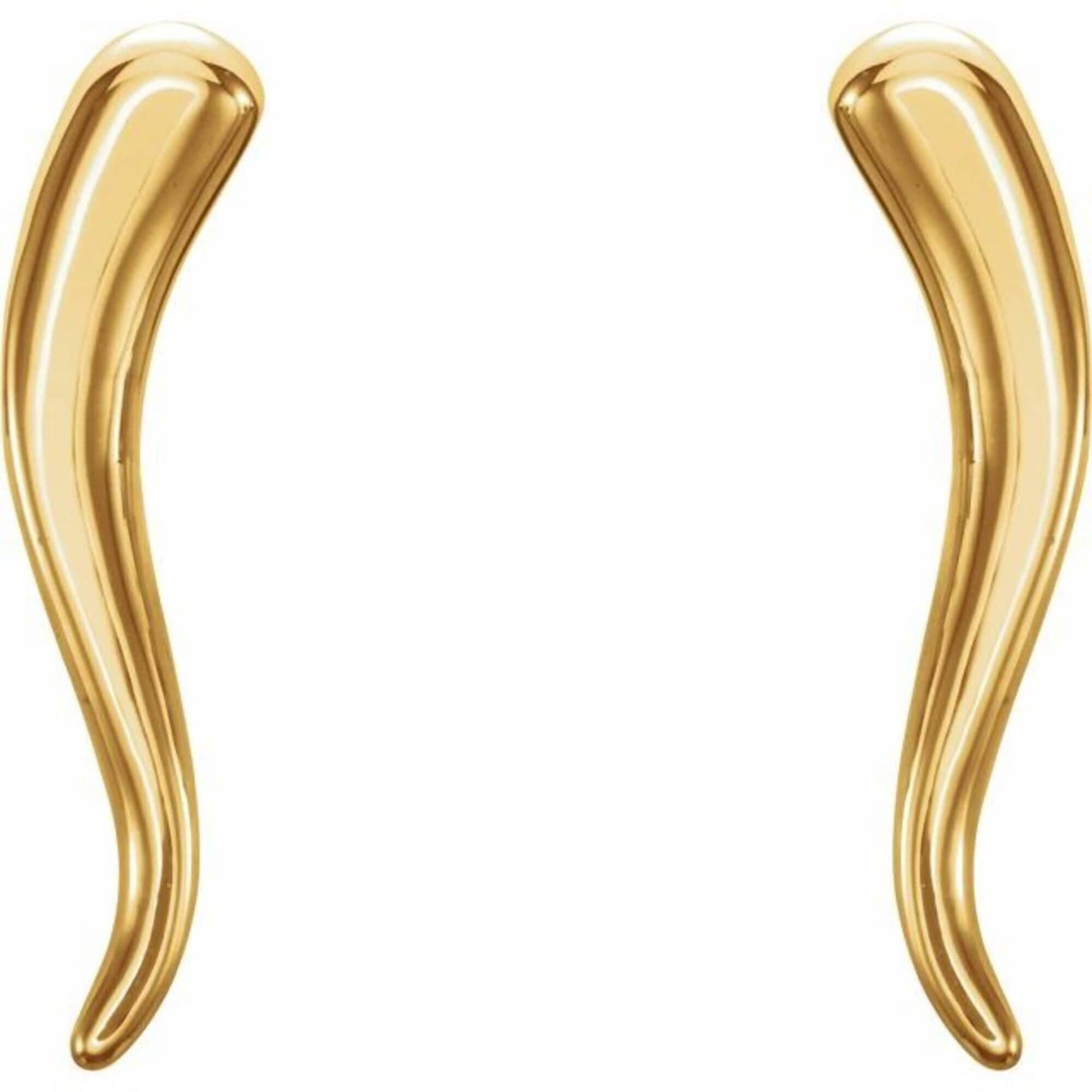 14K Yellow / White / Rose Gold or Platinum Italian Horn Earrings