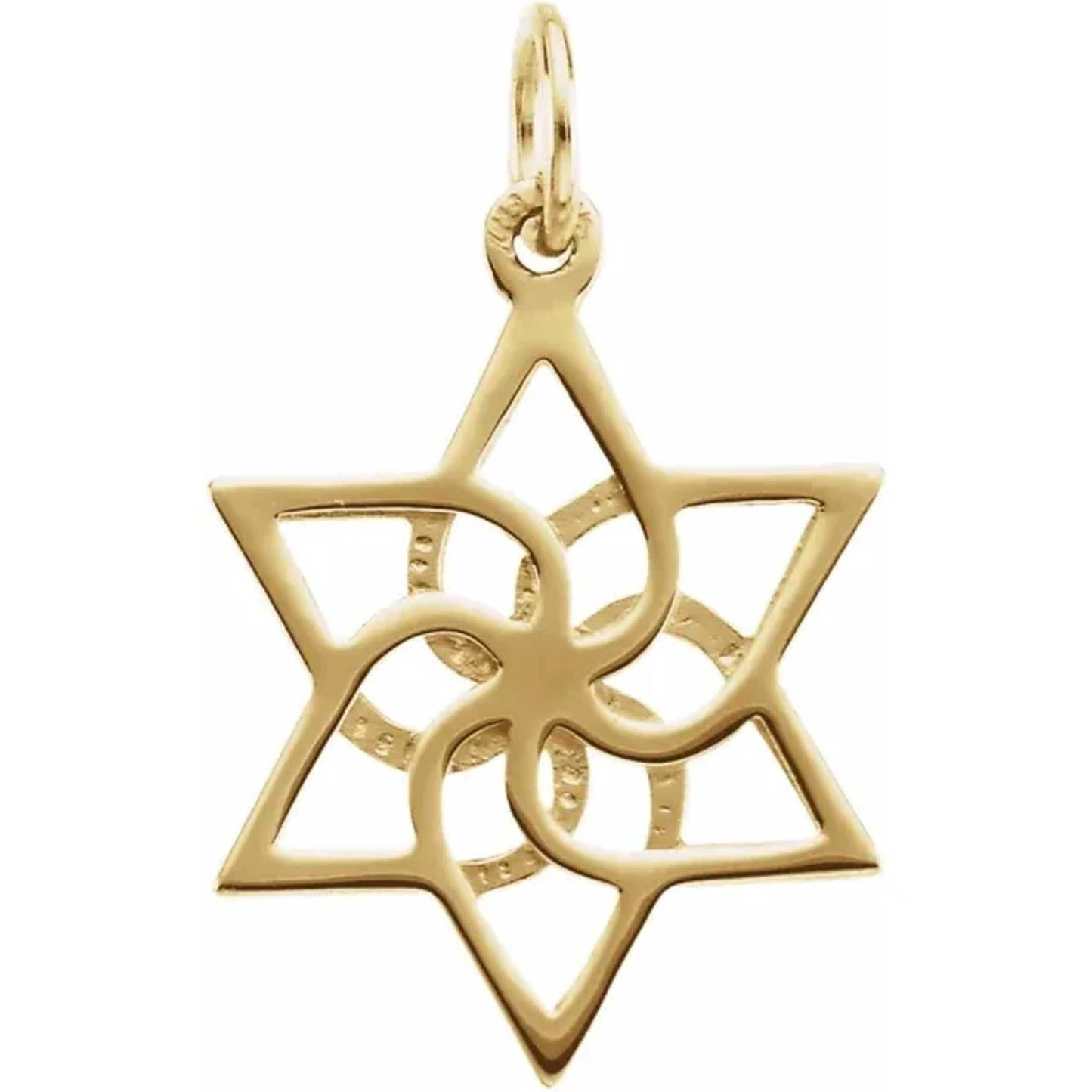 14K Yellow Gold Star of David with Beautiful Teardrop Design