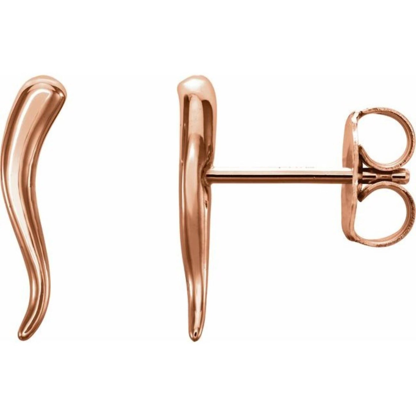 14K Yellow / White / Rose Gold or Platinum Italian Horn Earrings