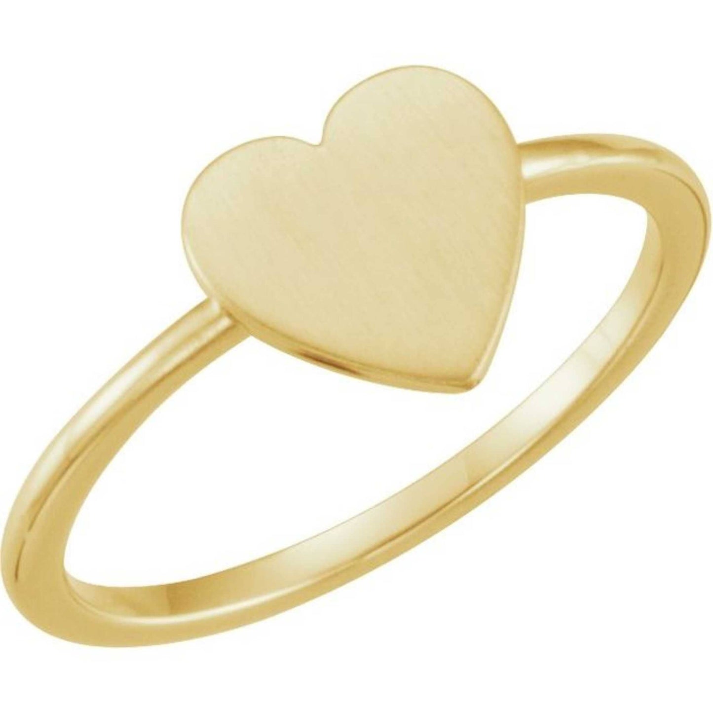 14K Yellow, White, or Rose Gold Engravable Heart Ring