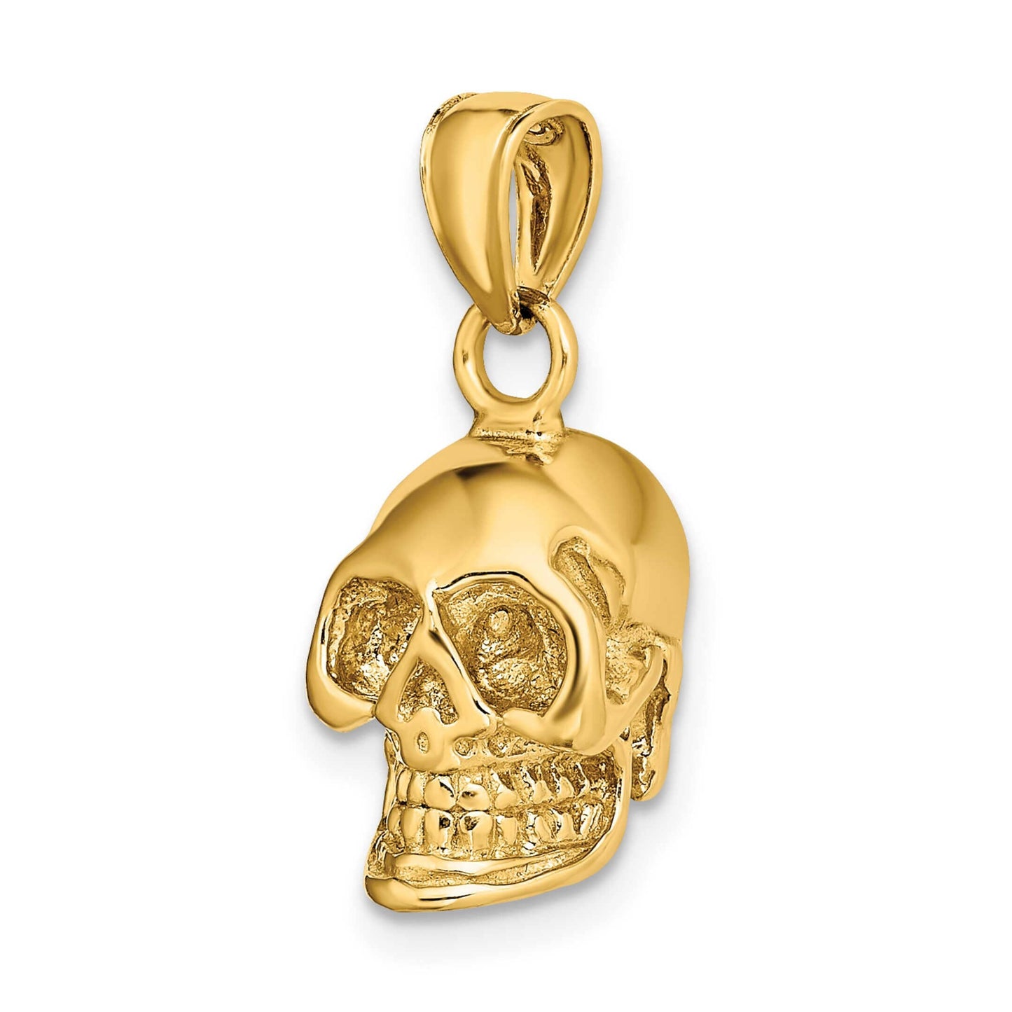 14K Yellow Gold 3D Skull Pendant