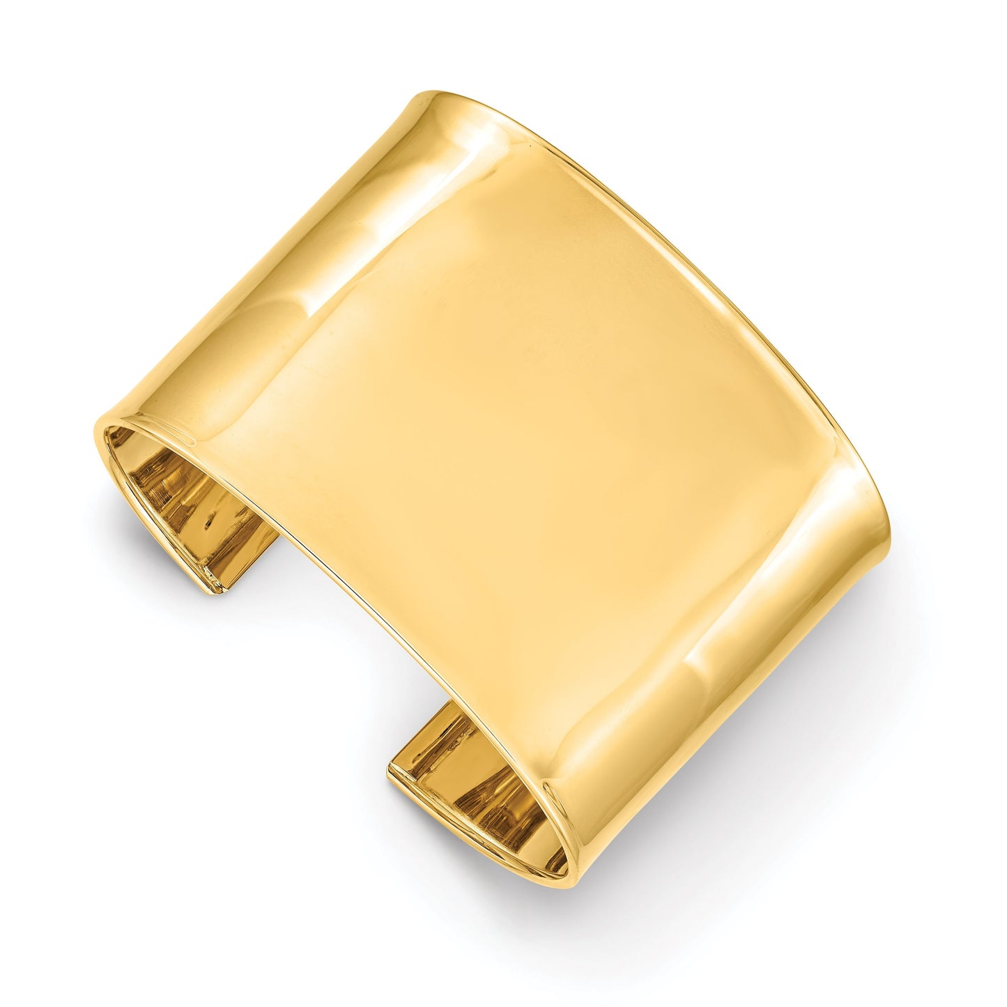 Solid 14K Yellow Gold Polished XXL 47mm Engravable Cuff Bangle