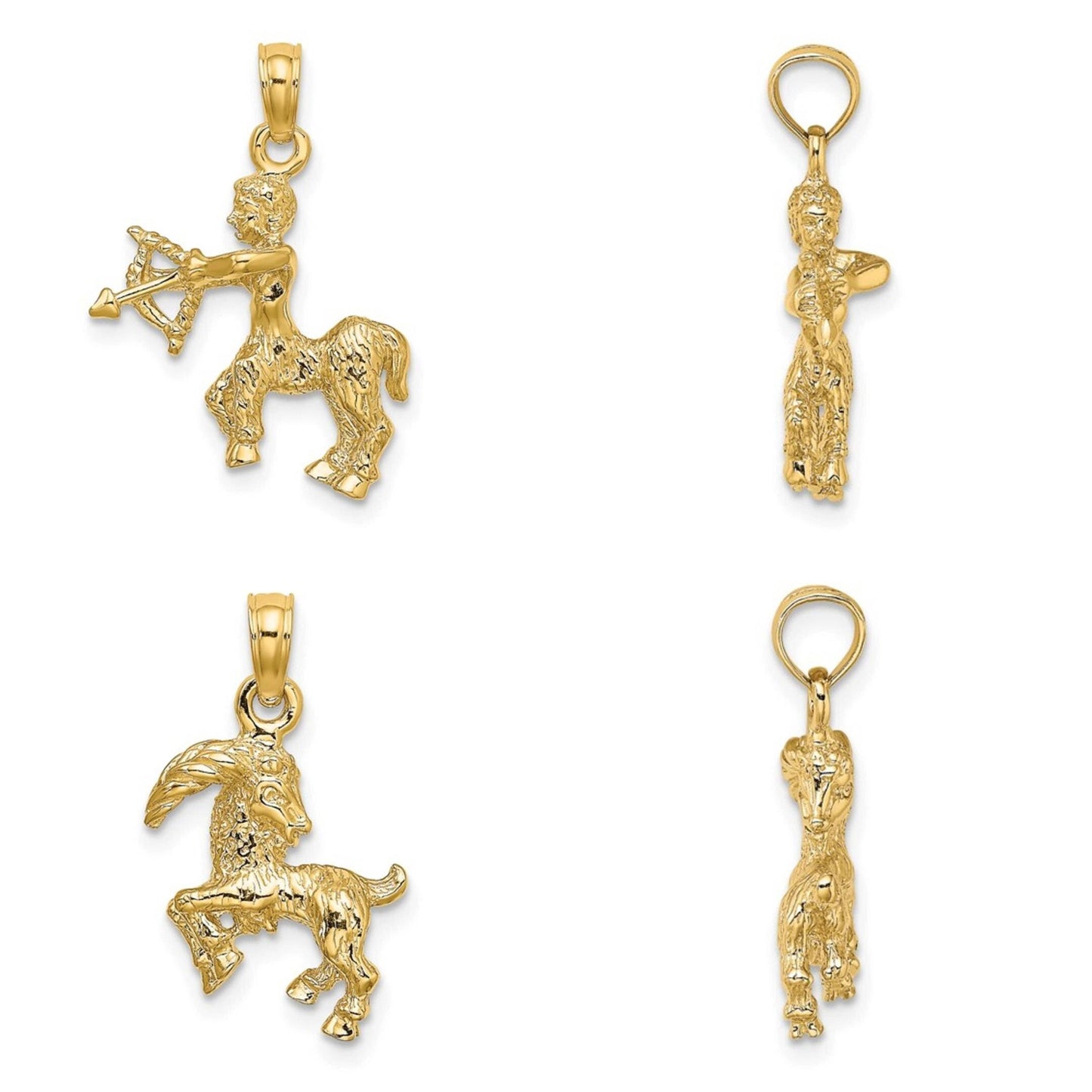 Solid 10K or 14K Yellow Gold 3-D Zodiac Charms