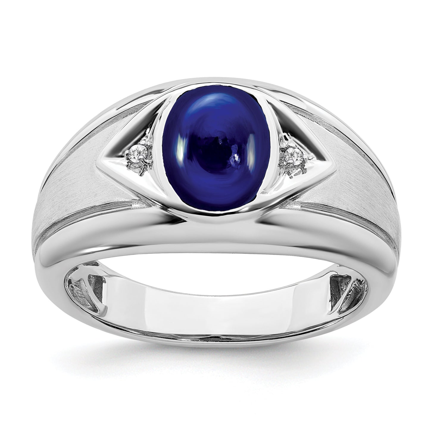 14K Yellow or White Gold and Created Ruby or Created Sapphire Diamond Ring