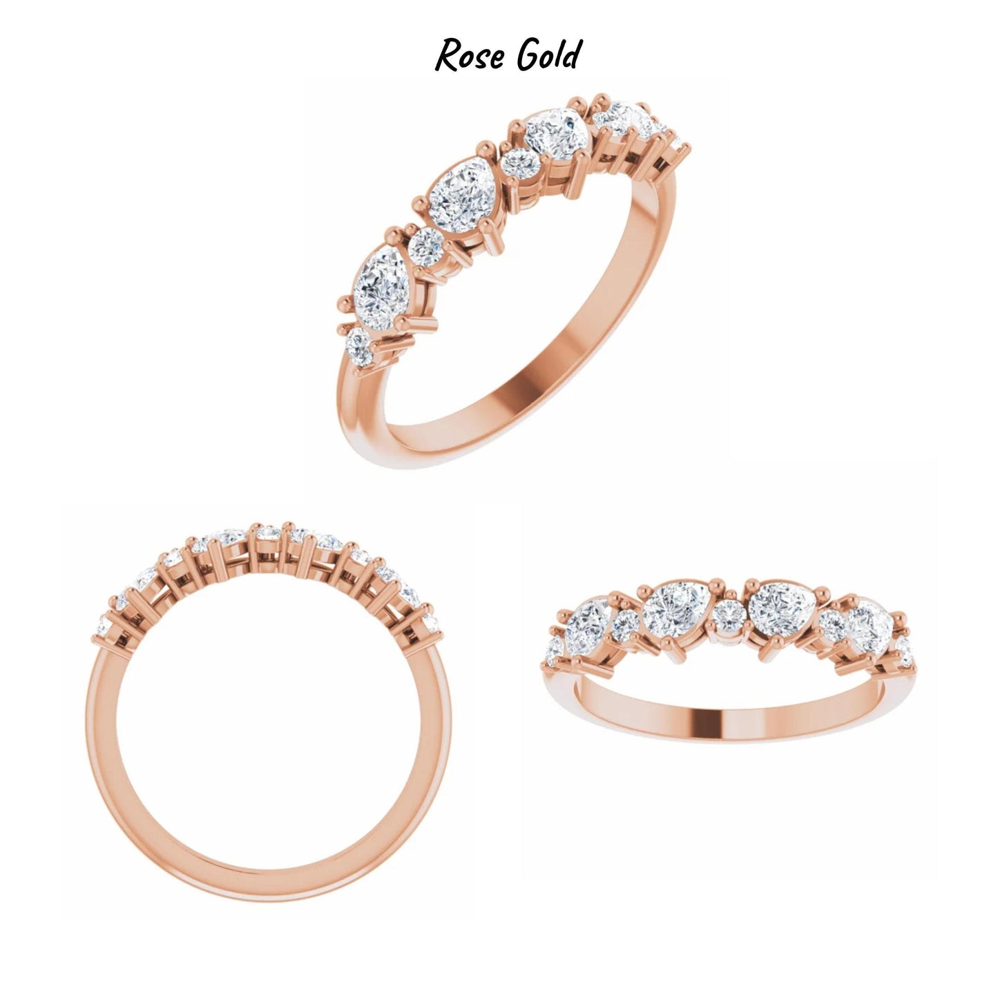 14K Yellow / White / Rose Gold or Platinum Diamond Anniversary Band