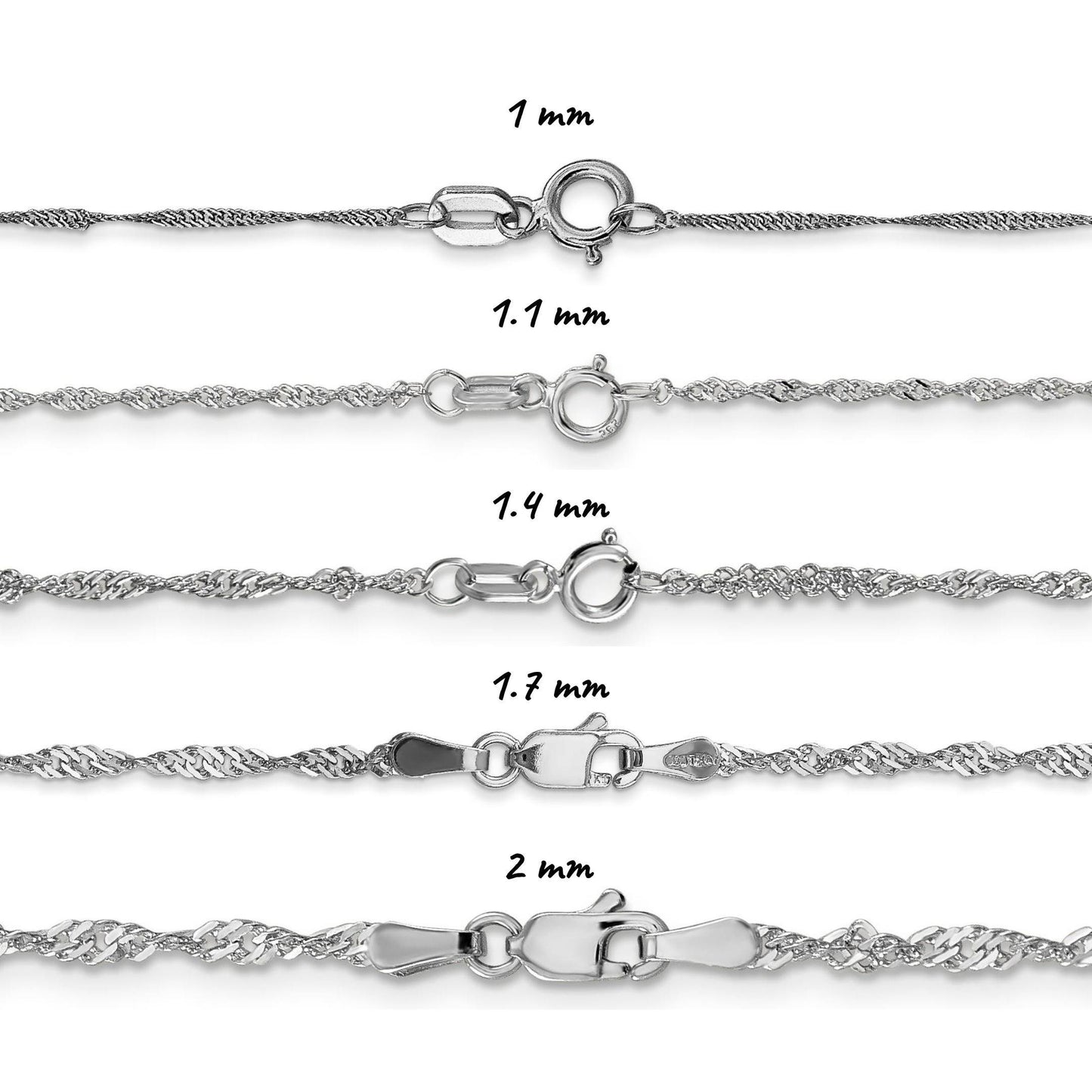 14K White Gold Singapore Necklace