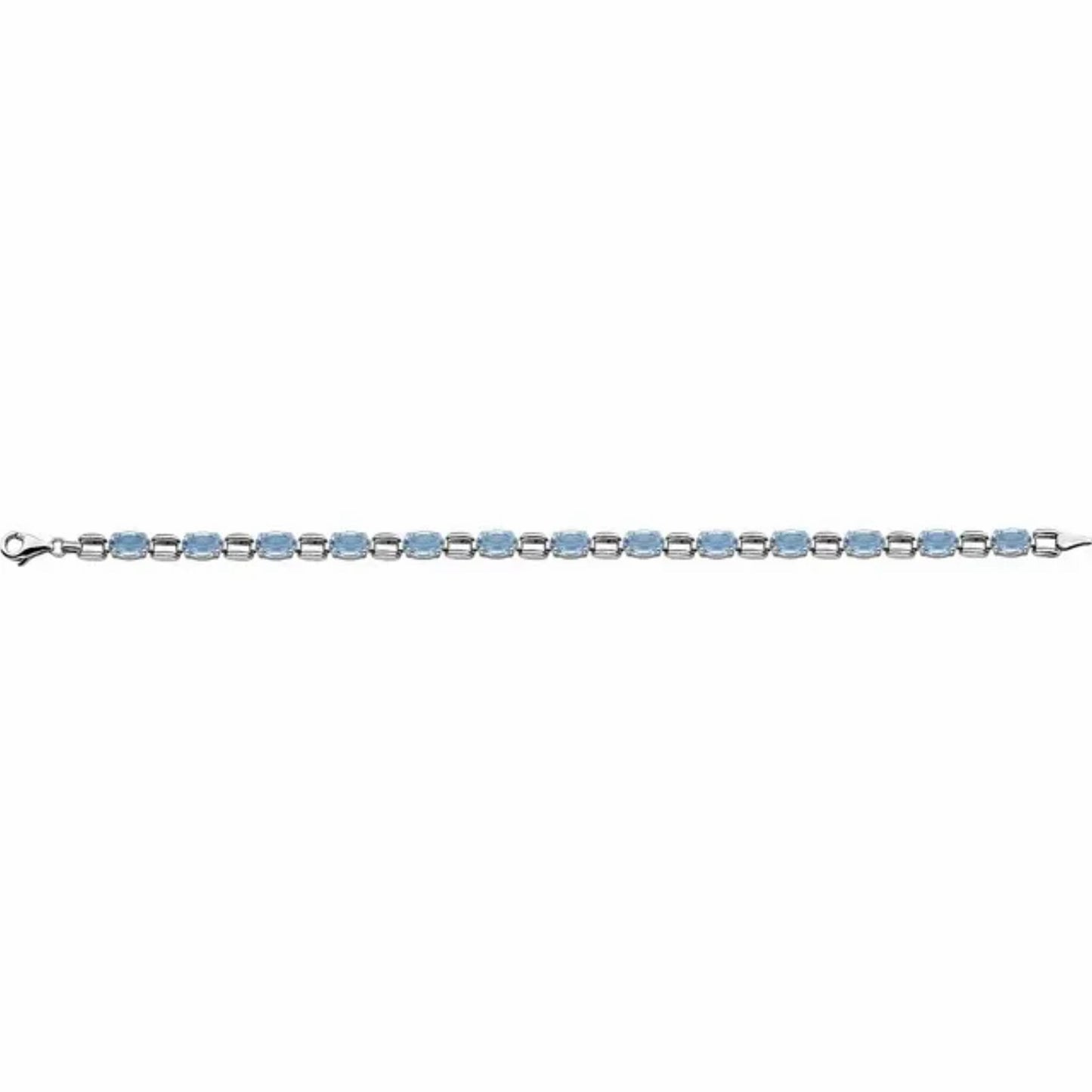 14K White Gold Oval Blue Sapphire, Blue Topaz, or Amethyst 7" Bracelet