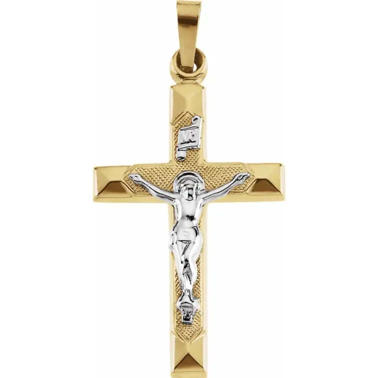 14K Yellow & White Gold Crucifix Pendant