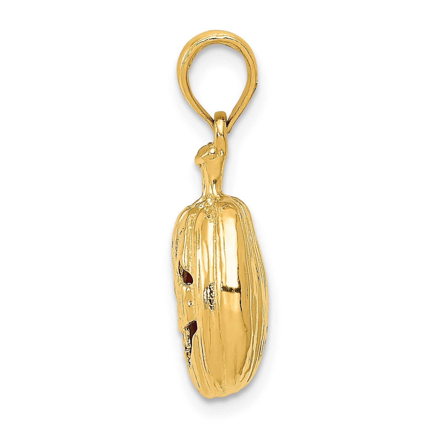 14K Yellow Gold 3D Jack-o-Lantern Enameled Pendant