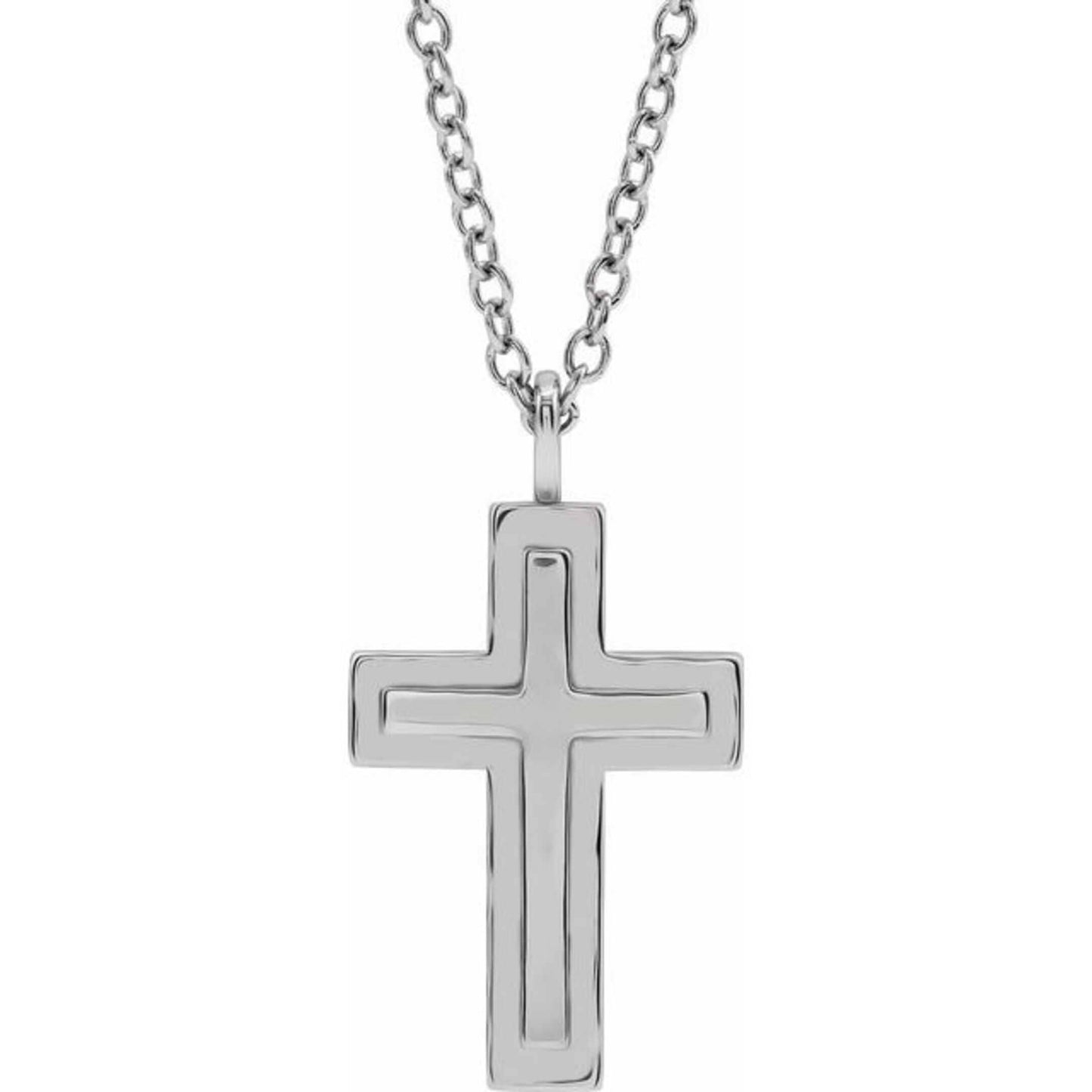 14K Yellow / White / Rose Gold or Platinum Textured Cross Pendant or Necklace