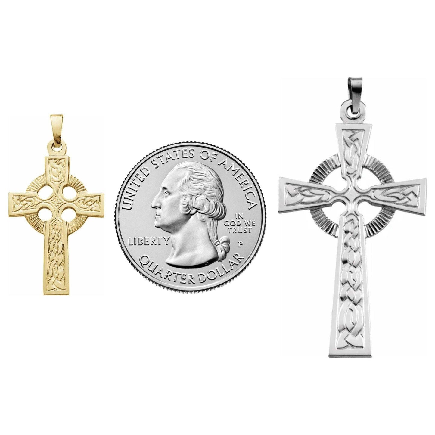 14K Yellow or White Gold Fancy Celtic Cross Pendant