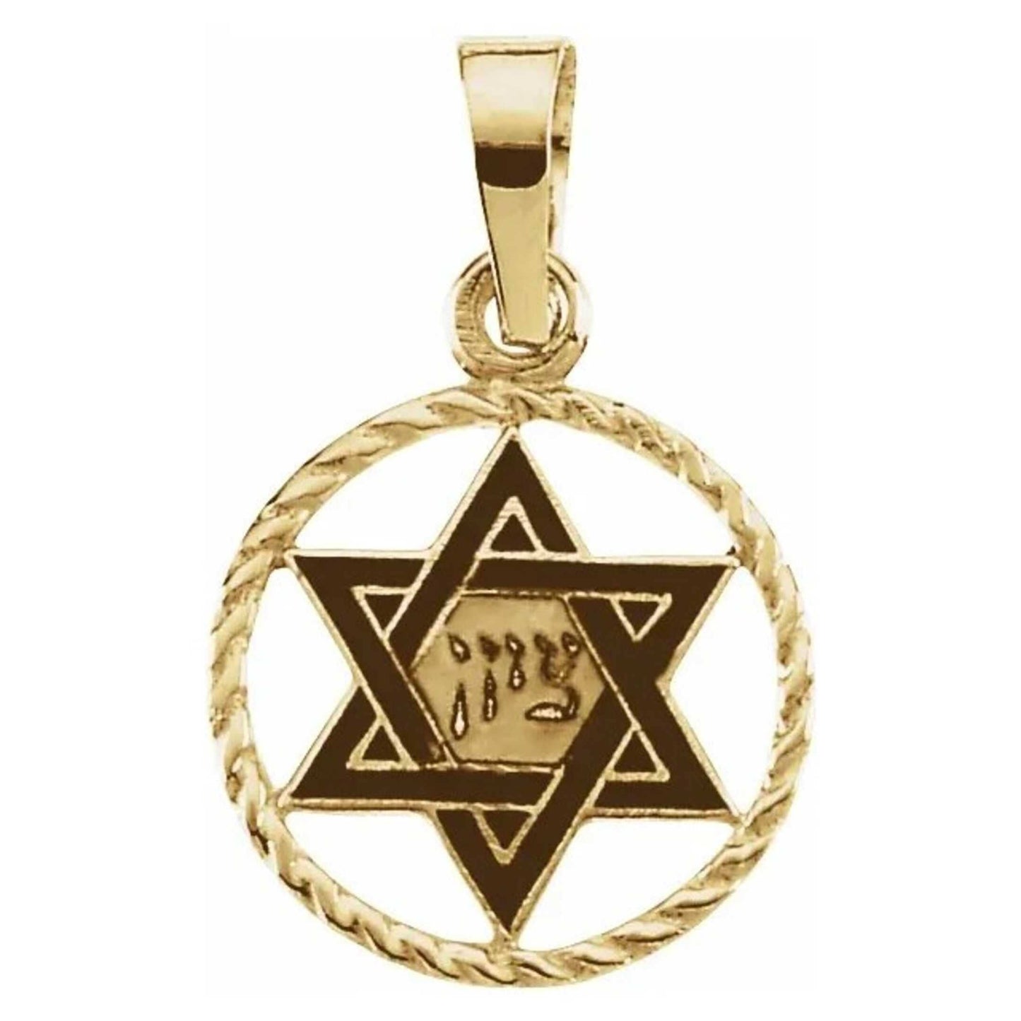 14K Yellow Gold Star of David Rope Pendant