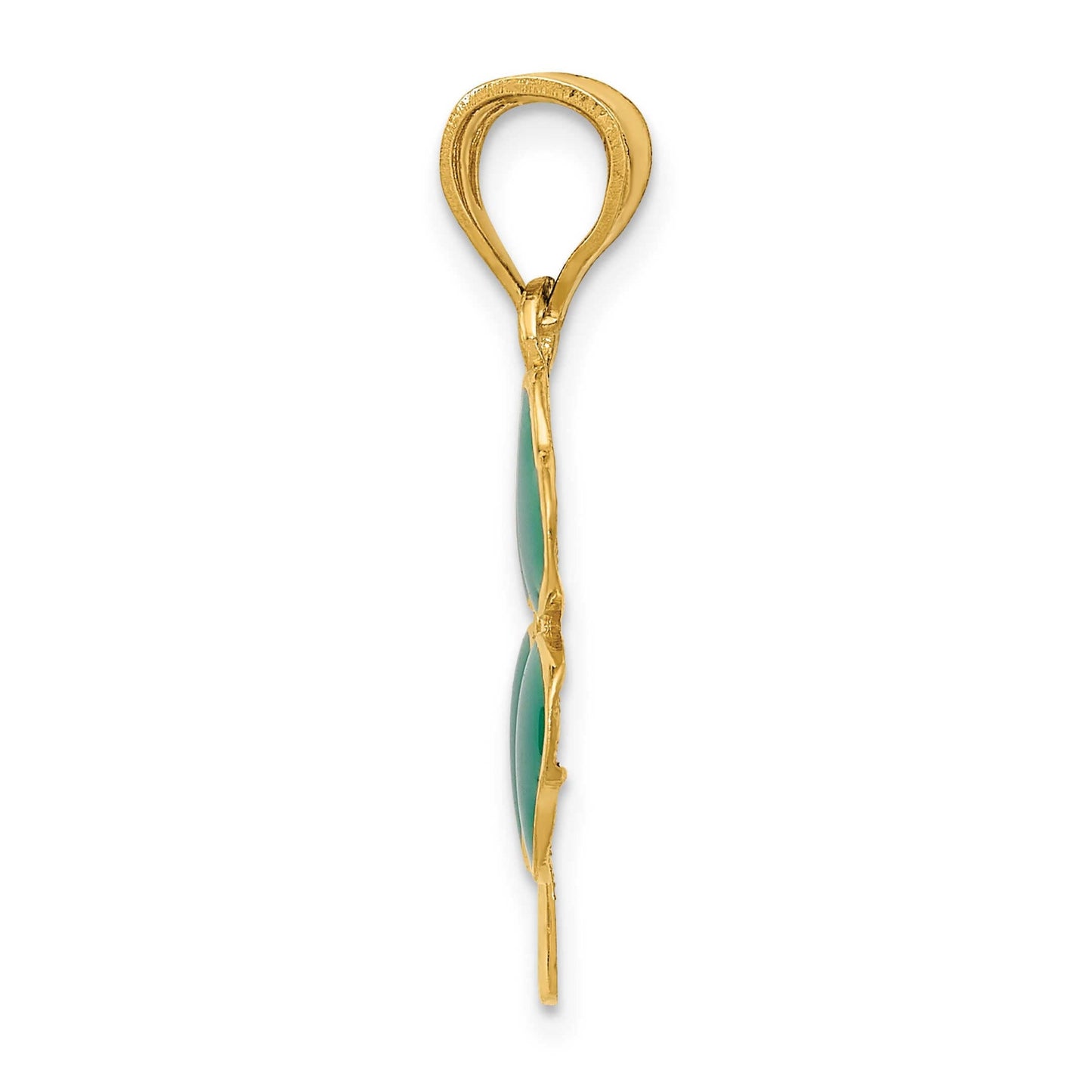 14K Yellow Gold Four Leaf Clover Charm