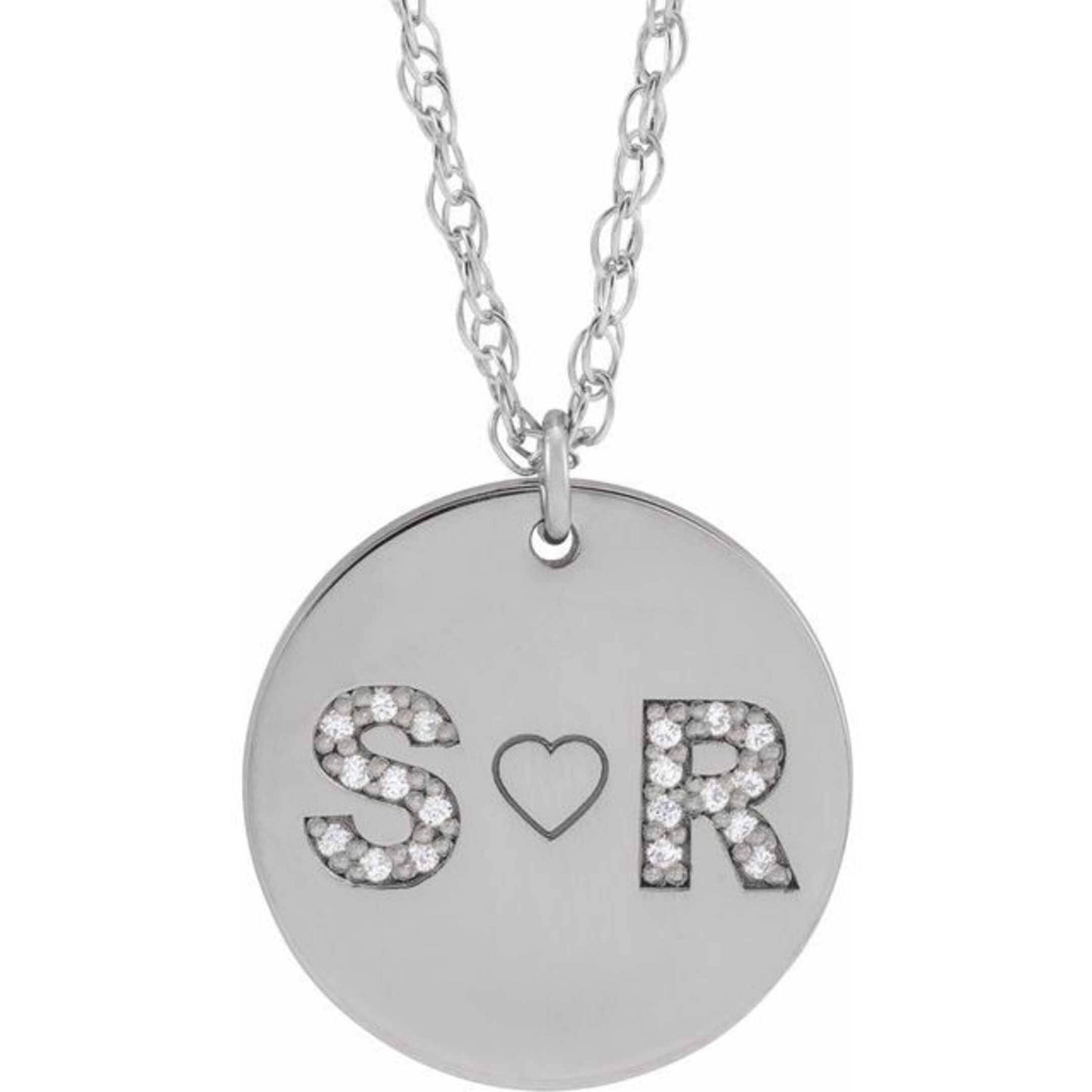 14K Yellow, White, or Rose Gold Personalized Couples Diamond Initial Necklace