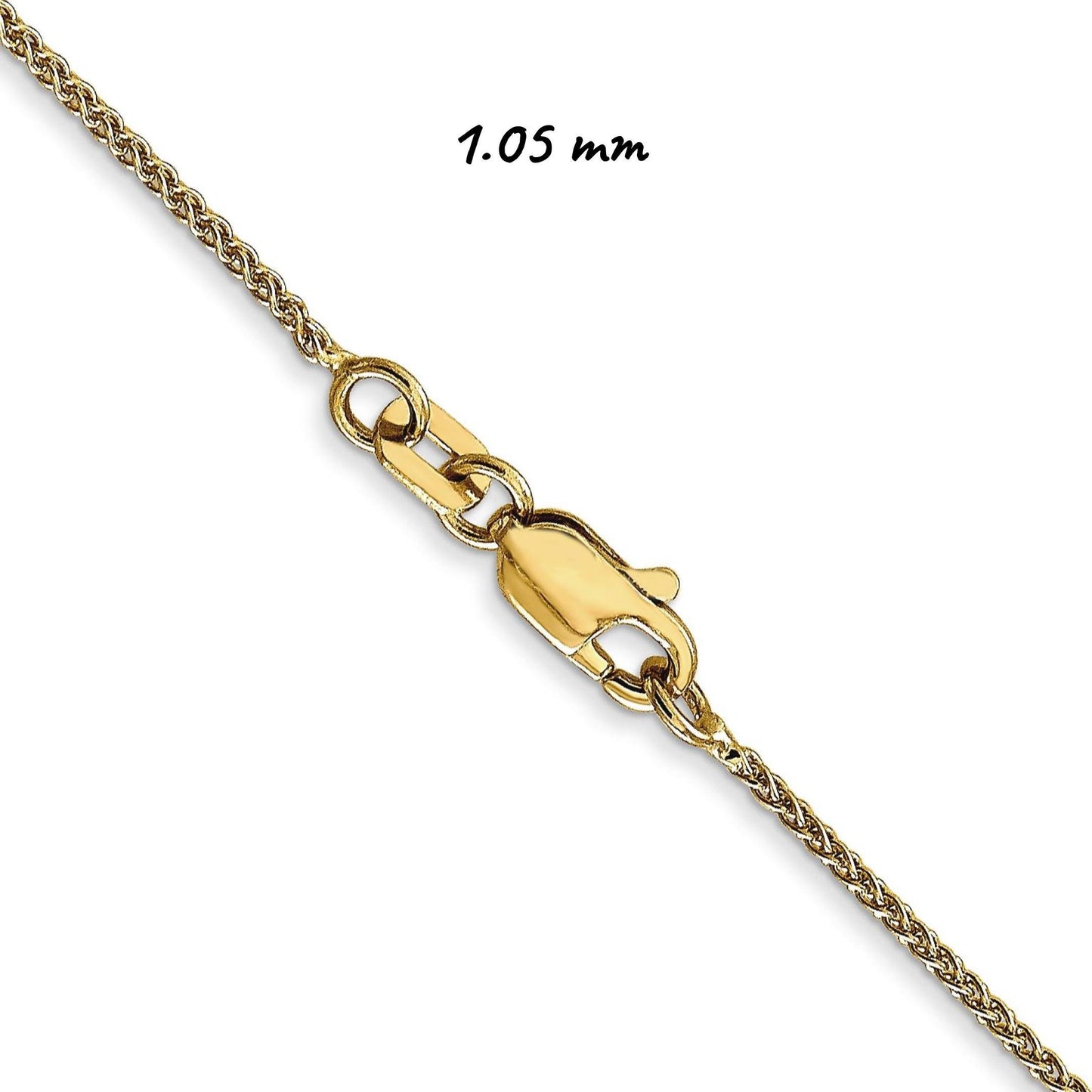 Solid 14K Yellow Gold Spiga Wheat Chain Necklace, 14"-30" Inch, 0.85mm-2.8mm Thick
