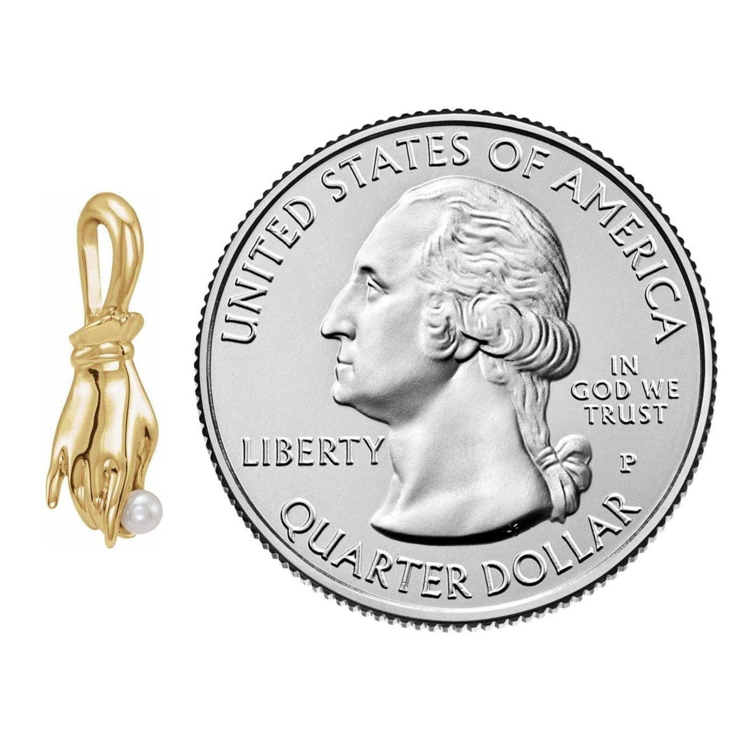14K Yellow / White / Rose Gold or Platinum White Seed Pearl Buddha Hand Pendant or Necklace