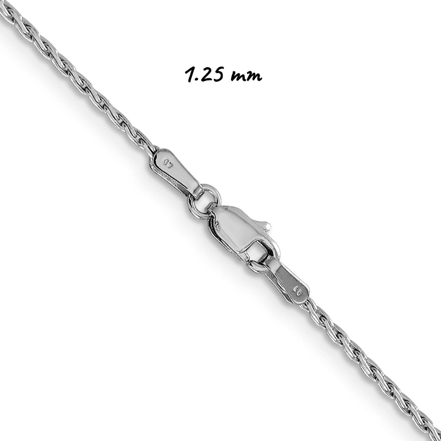 Solid 14K White Gold Round Parisian Spiga Wheat Chain Necklace, 16"-24" Inch, 0.7mm-1.25mm Thick