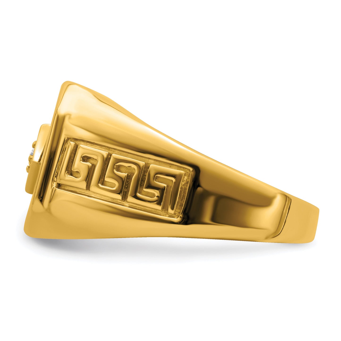 14K Yellow or White Gold and Diamond Onyx Greek Key Meander Design Ring