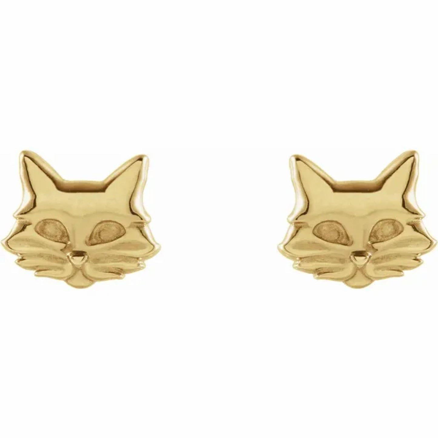 14K Yellow / White / Rose Gold or Platinum Cat Earrings