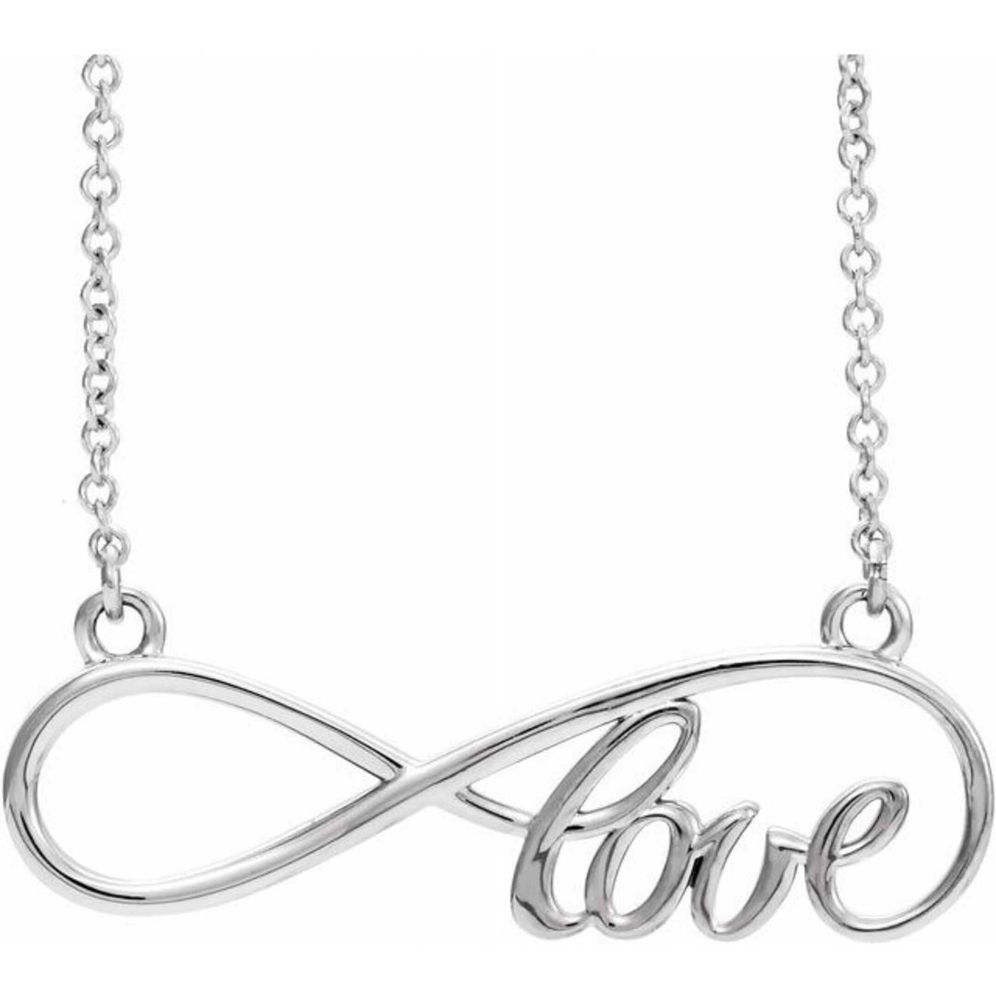 14K Yellow, White, or Rose Gold Infinity-Inspired Love Necklace