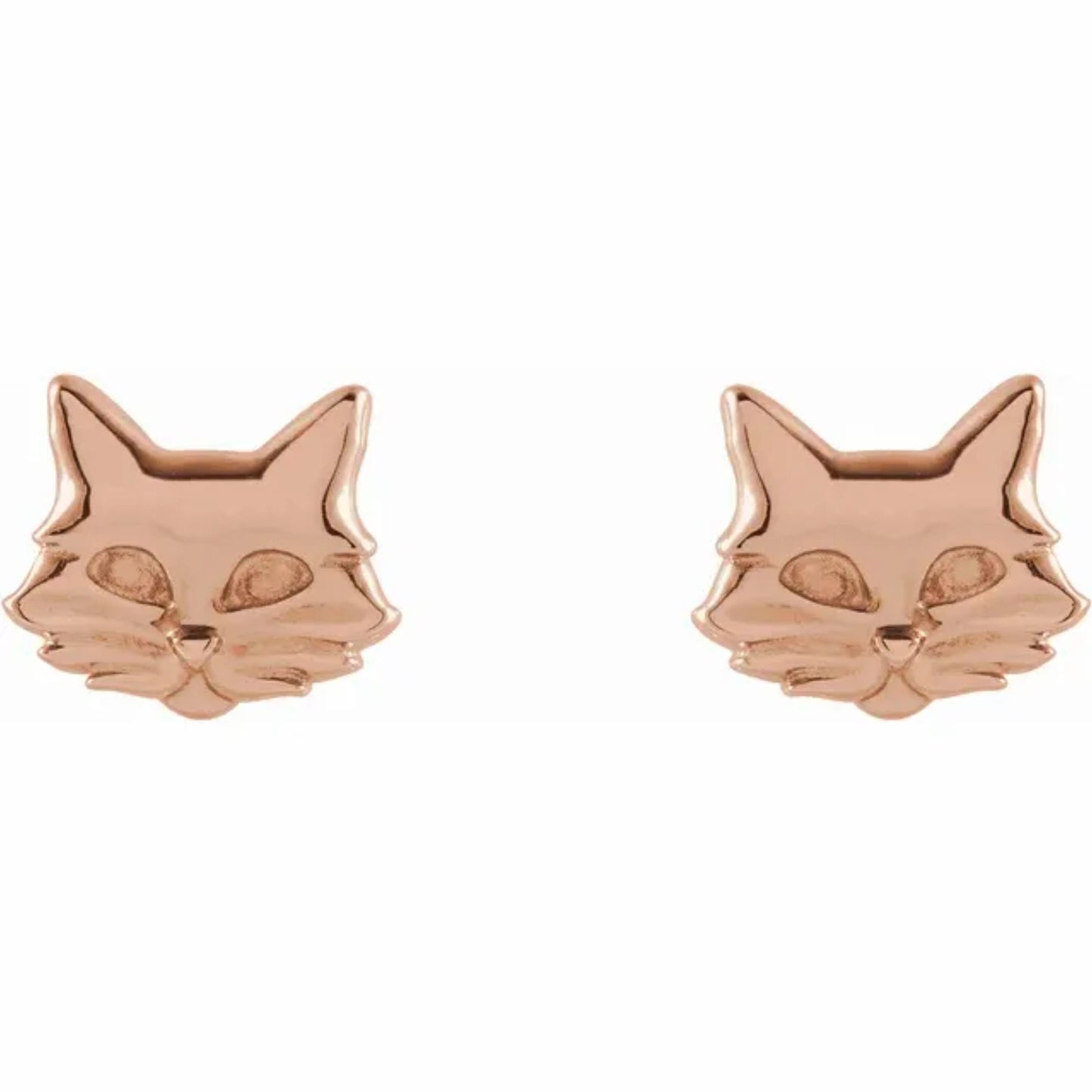 14K Yellow / White / Rose Gold or Platinum Cat Earrings