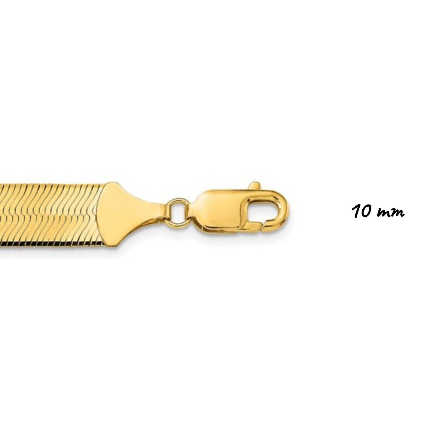 Solid 14K Yellow Gold Herringbone Necklace, 16"-30" Inch, 3.0 mm-10.0 mm Thick