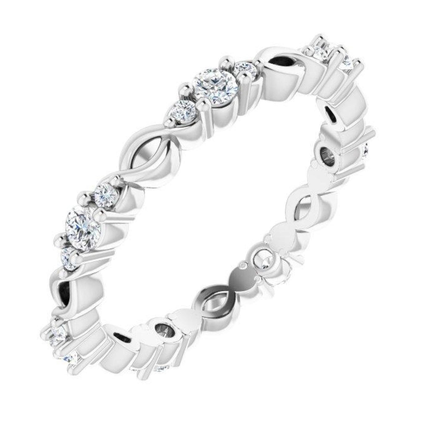 14K Yellow / White / Rose Gold or Platinum Celtic-Inspired Diamond Eternity Band