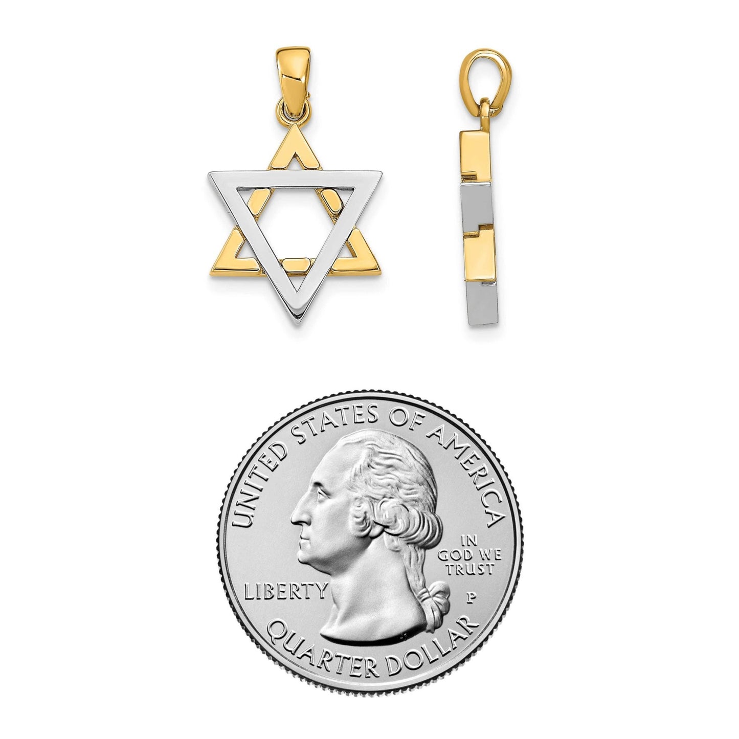 14K Yellow and White Gold Two-Tone Star of David Charm