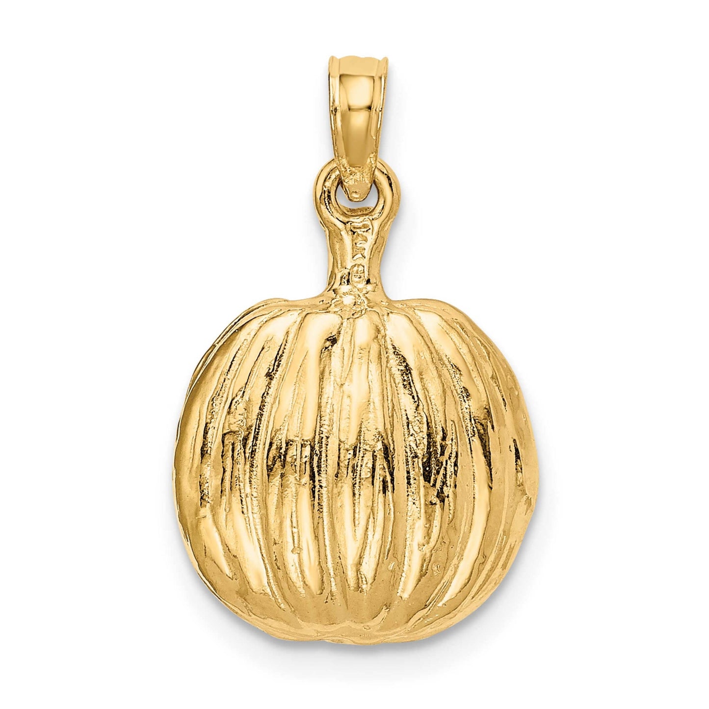 14K Yellow Gold 3D Jack-o-Lantern Enameled Pendant