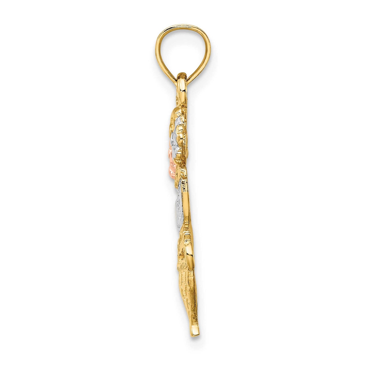 14K Yellow, White, & Rose Gold #1 Mom Flower Basket Charm