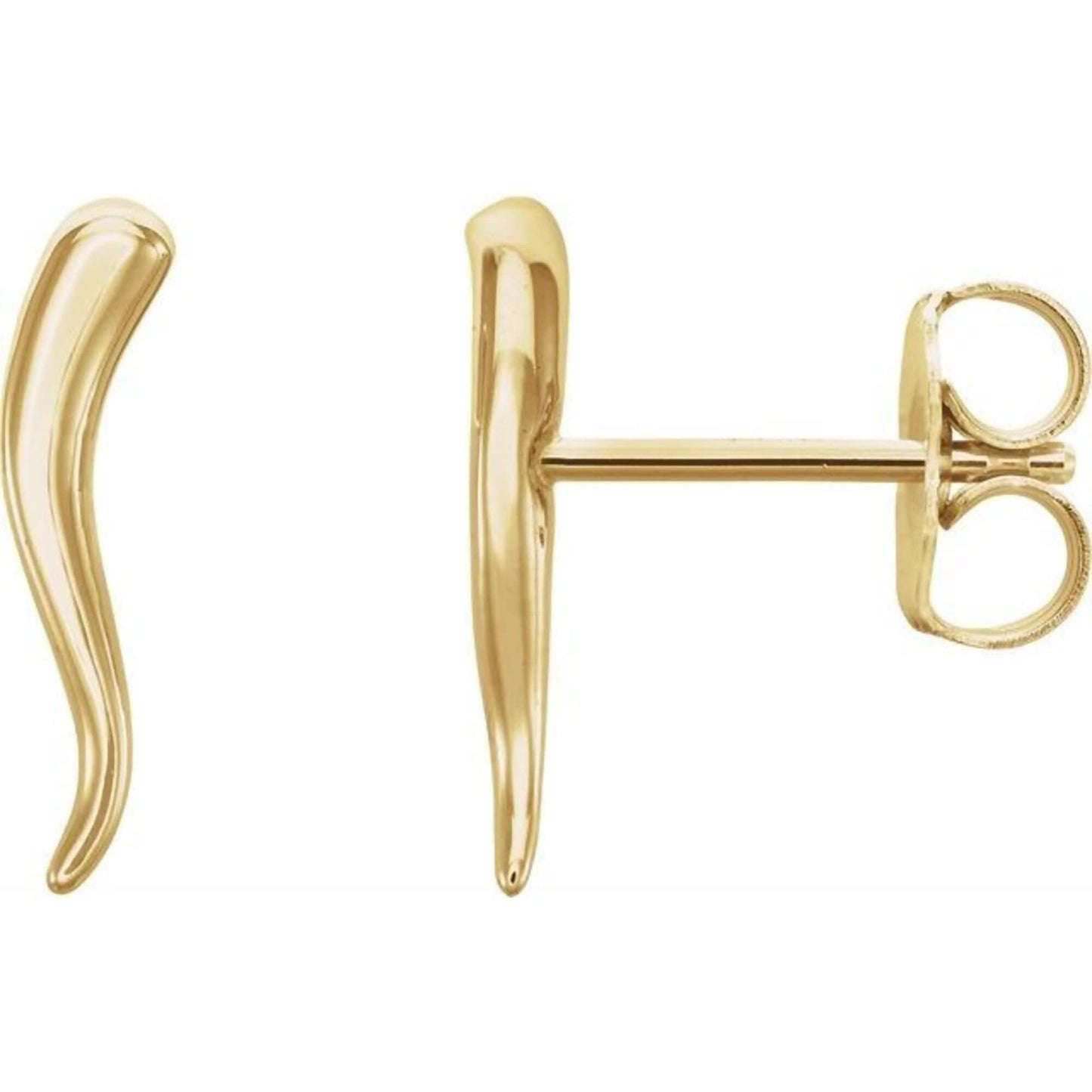 14K Yellow / White / Rose Gold or Platinum Italian Horn Earrings