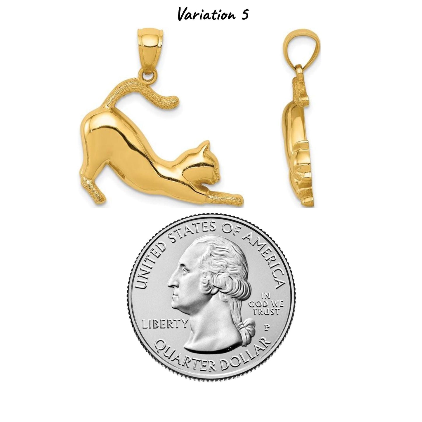 10K or 14K Yellow Gold Kitten and Cat Charms