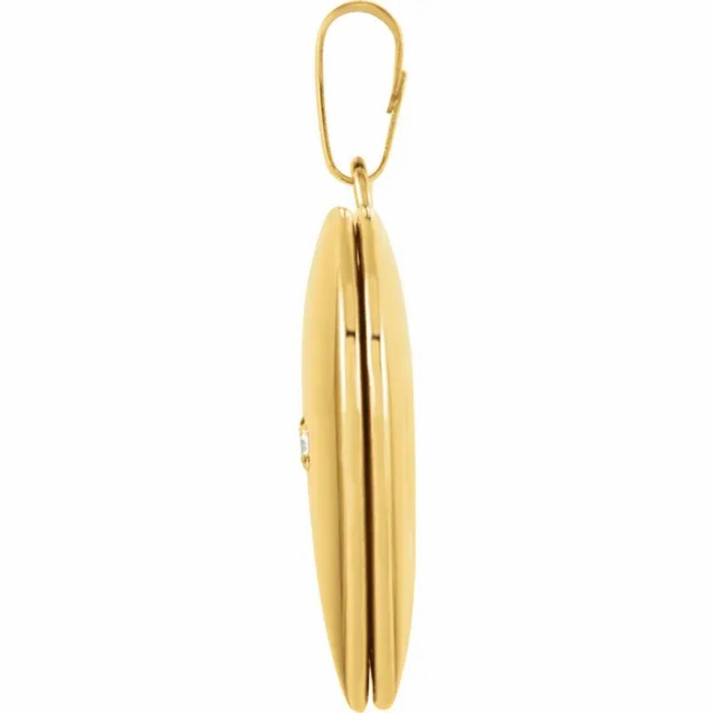 14K Yellow Gold and Diamond Engravable Heart Locket