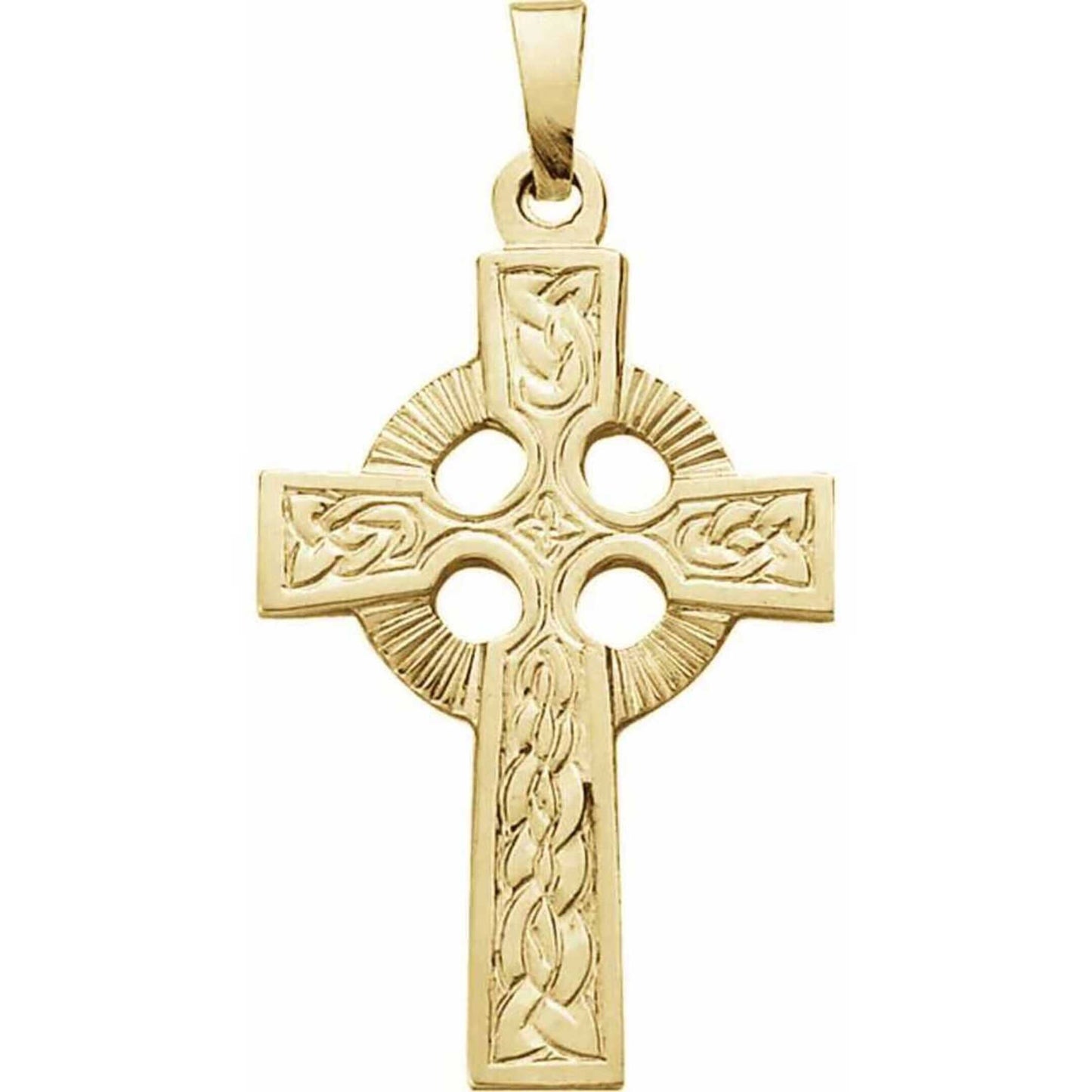 14K Yellow or White Gold Fancy Celtic Cross Pendant