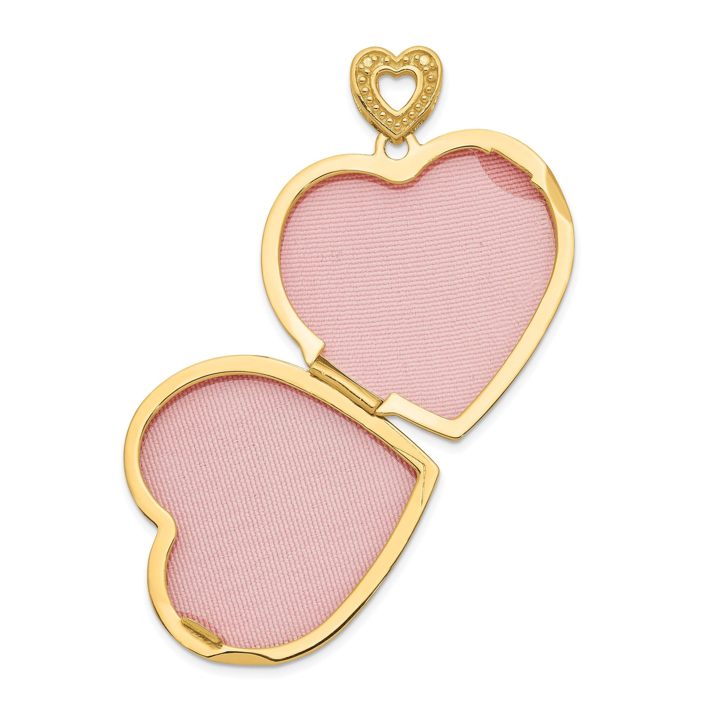 14K Yellow Gold and Diamond Engravable Heart Shape Locket with Vintage Filigree Front Design and Heart-Shaped Bale