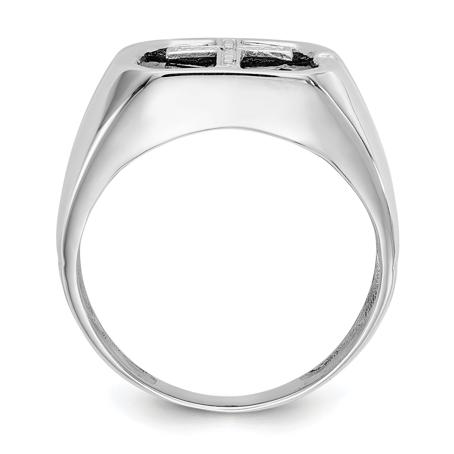14K Yellow or White Gold and Diamond Onyx Cross Ring