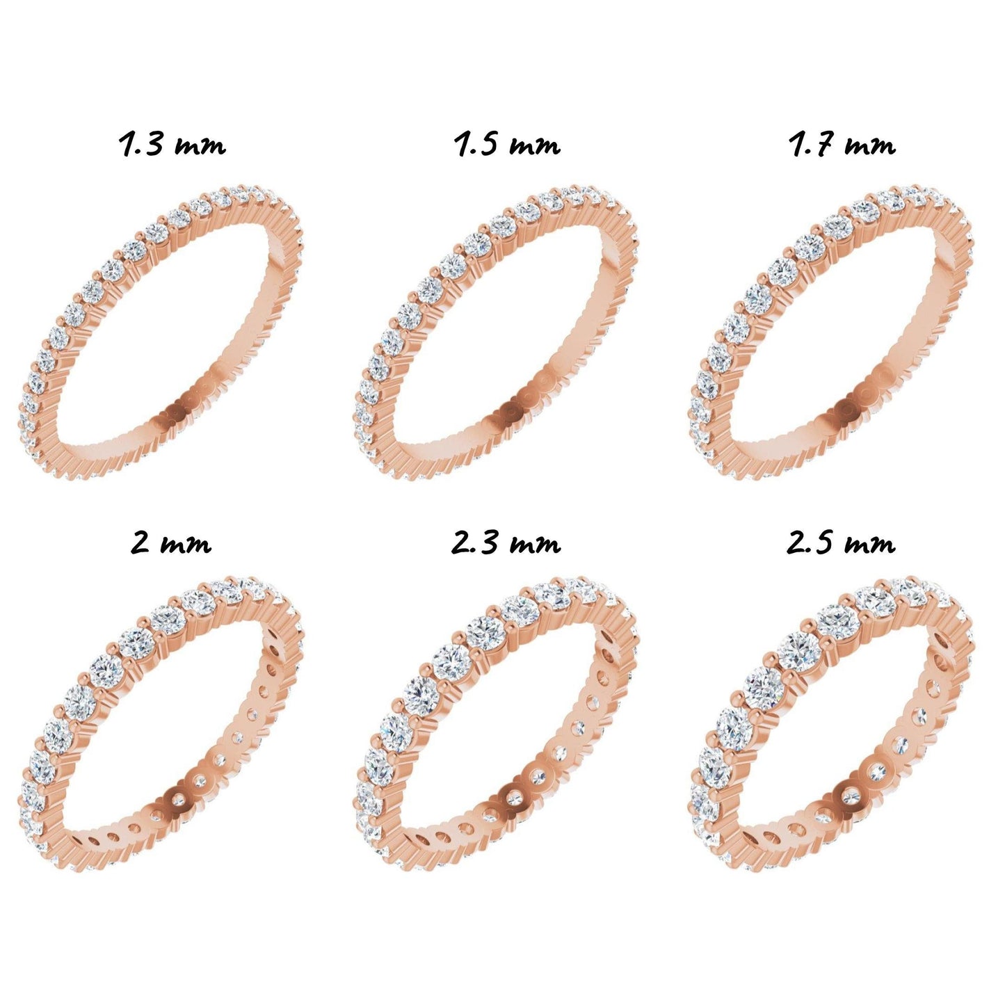 14K Yellow / White / Rose Gold or Platinum Square Diamond Eternity Band