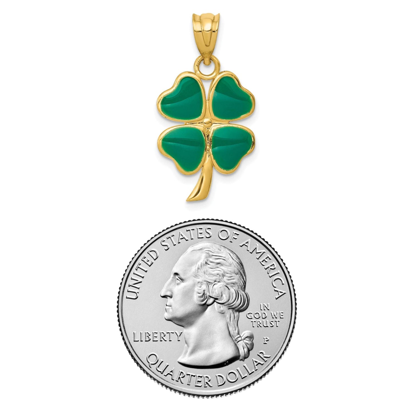 14K Yellow Gold Four Leaf Clover Charm